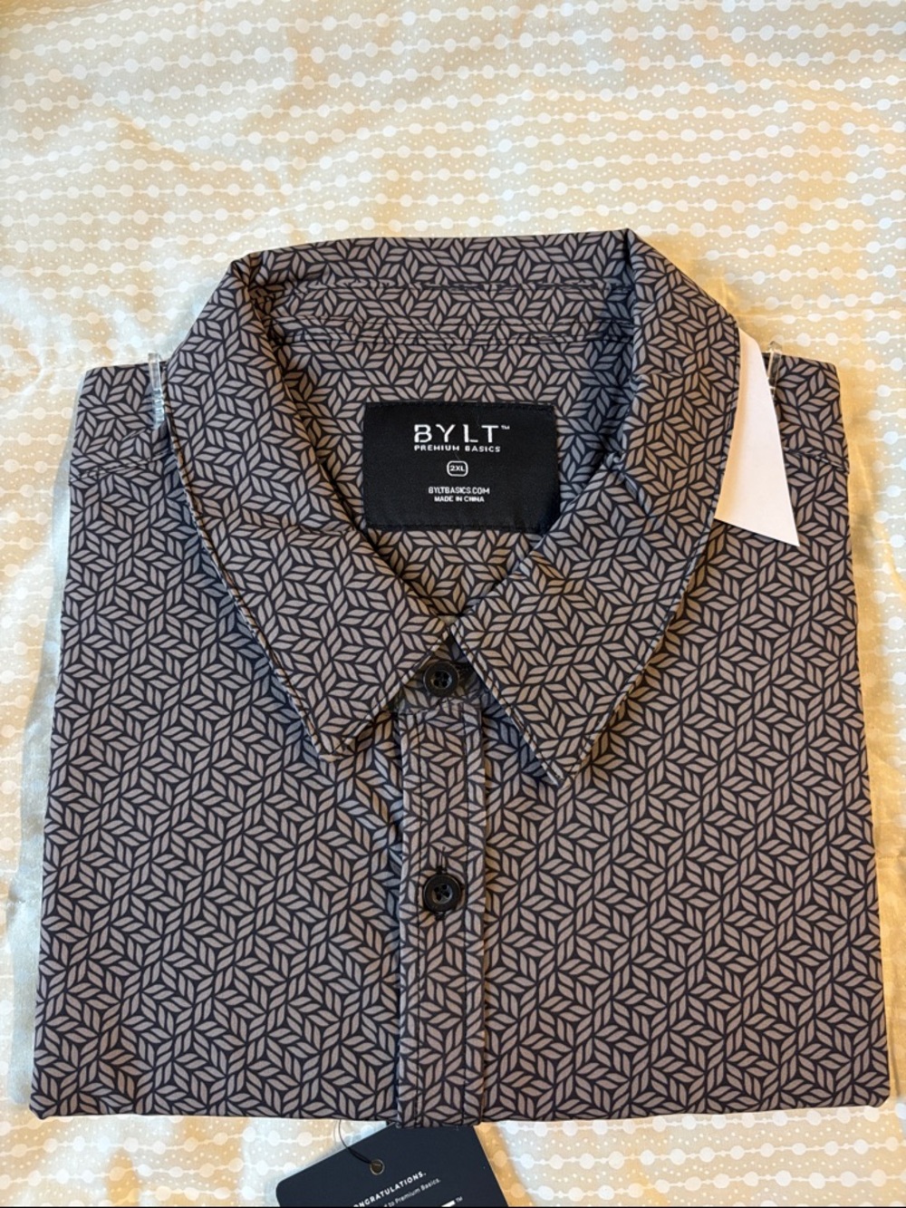 BYLT Men’s Riviera Short Sleeve Button Down Geometric Pattern Shirt Size XXL